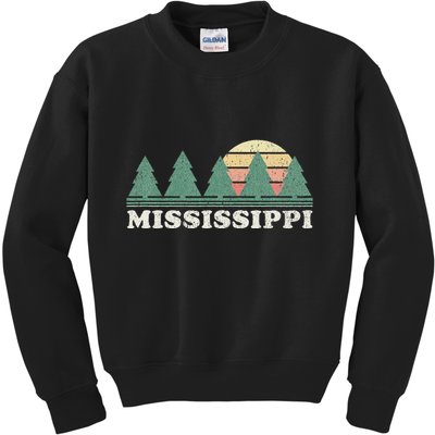 Mississippi Ms Vintage Graphic Retro 70s Design Kids Sweatshirt