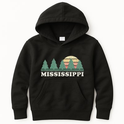 Mississippi Ms Vintage Graphic Retro 70s Design Kids Hoodie
