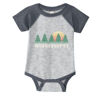 Mississippi Ms Vintage Graphic Retro 70s Design Infant Baby Jersey Bodysuit