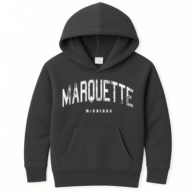 Marquette Michigan Vintage Logo Kids Hoodie