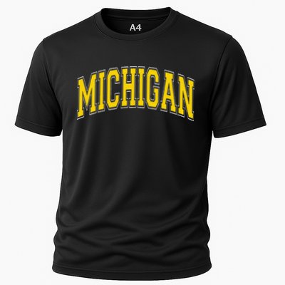 Michigan Mi Vintagestyle Maize Font Performance Shirt