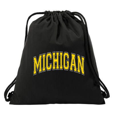 Michigan Mi Vintagestyle Maize Font Drawstring Bag