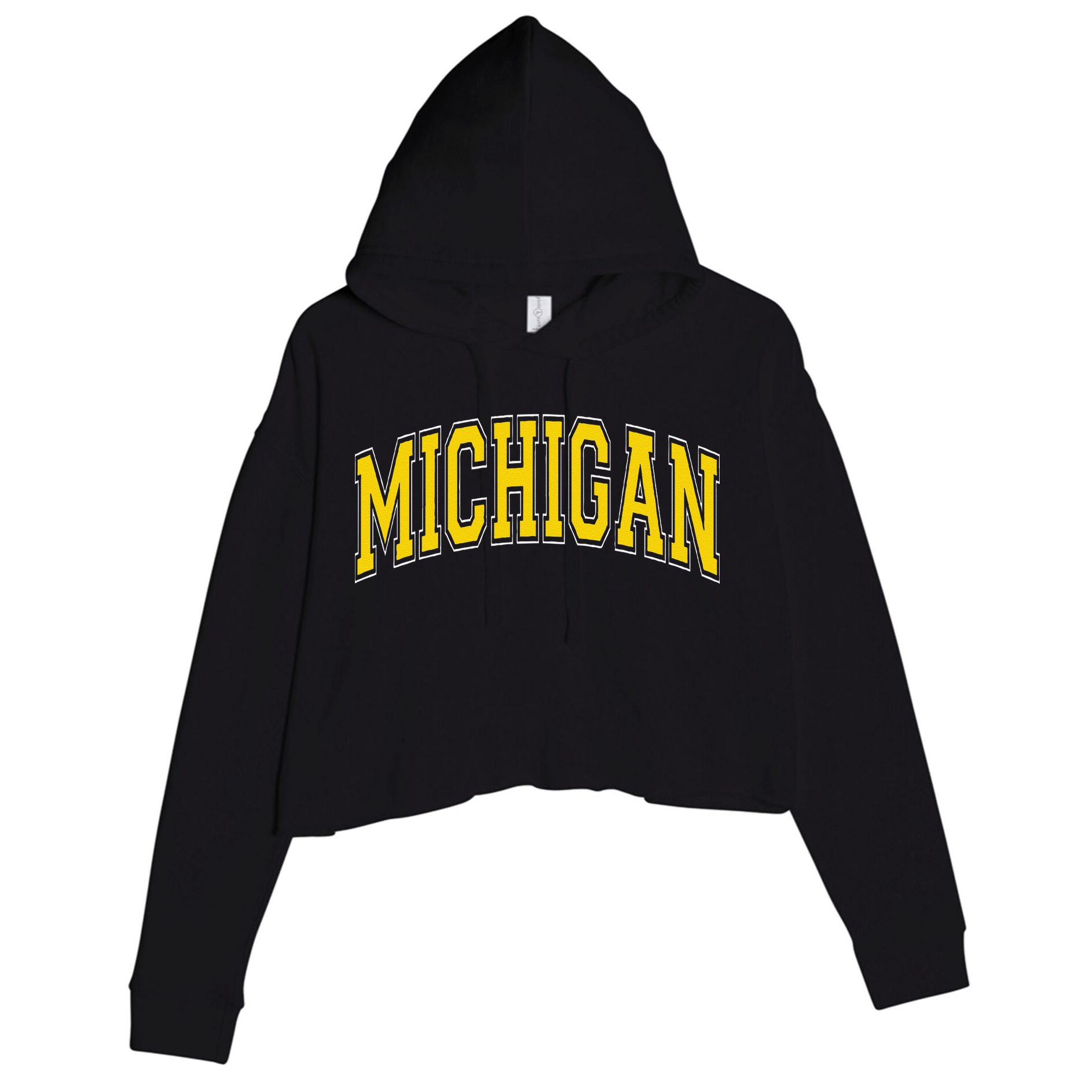 Michigan Mi Vintagestyle Maize Font Crop Fleece Hoodie