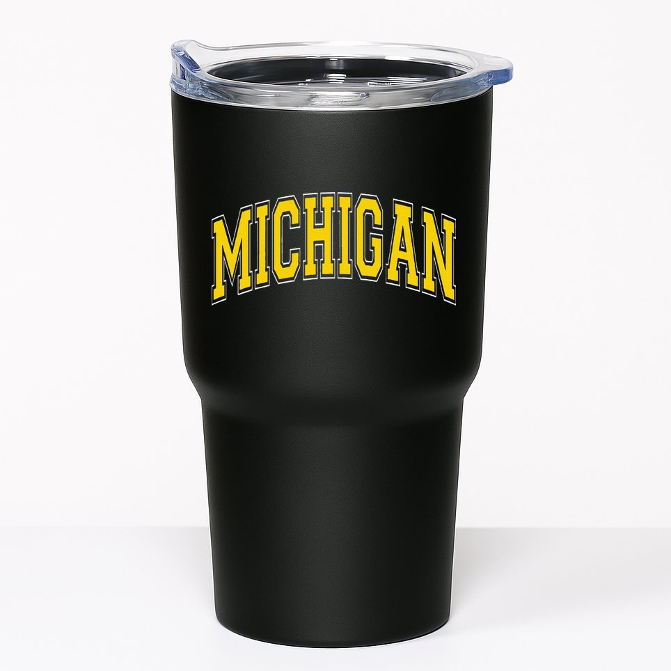 Michigan Mi Vintagestyle Maize Font Tumbler
