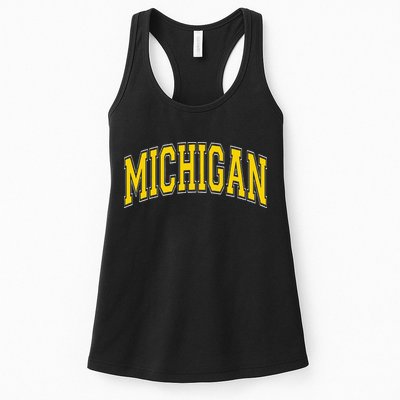 Michigan Mi Vintagestyle Maize Font Womens Tank Top