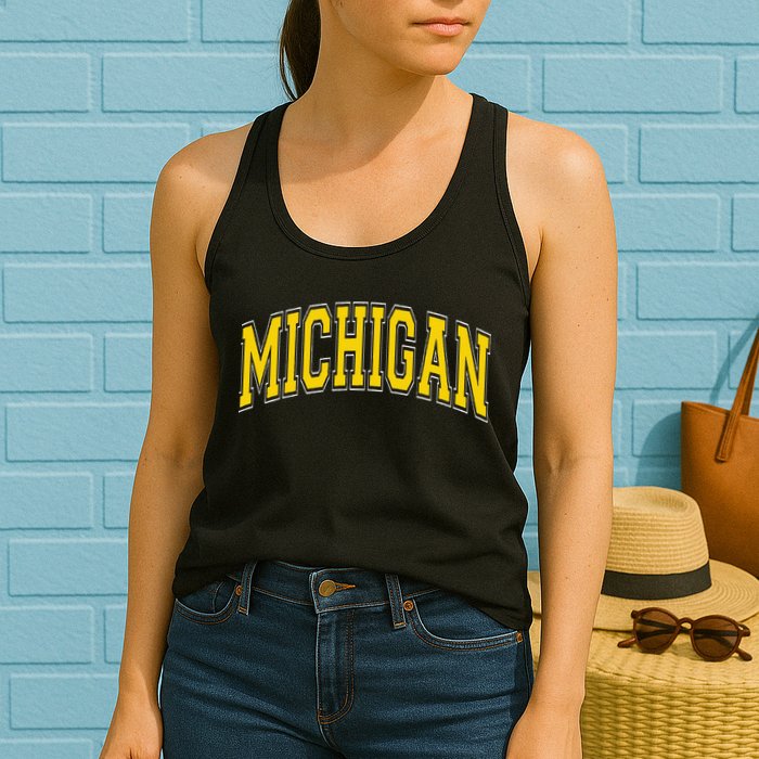 Michigan Mi Vintagestyle Maize Font Womens Tank Top