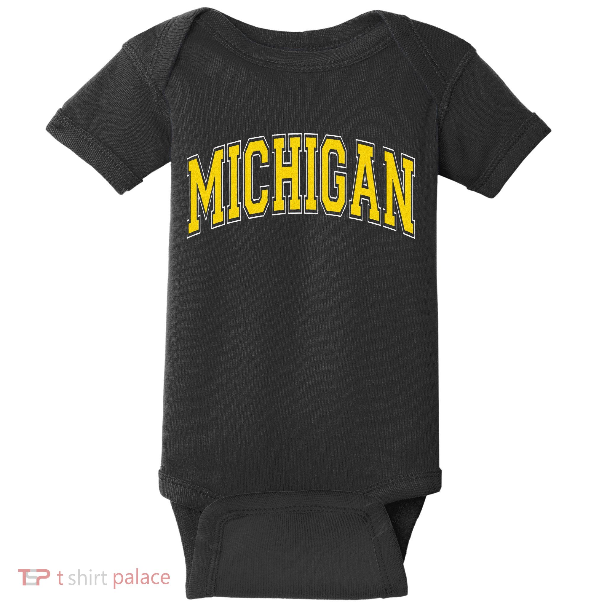 Michigan Mi Vintagestyle Maize Font Baby Bodysuit