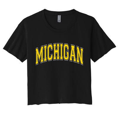 Michigan Mi Vintagestyle Maize Font Crop Top