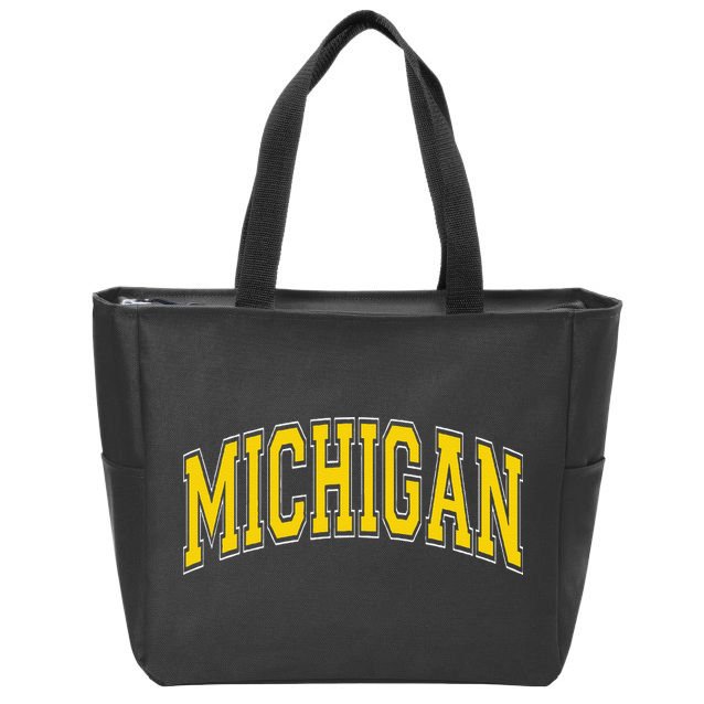 Michigan Mi Vintagestyle Maize Font Zip Tote Bag
