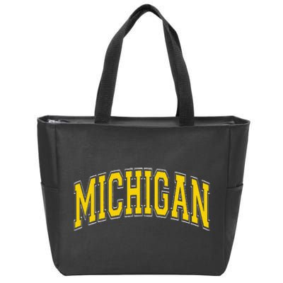 Michigan Mi Vintagestyle Maize Font Zip Tote Bag