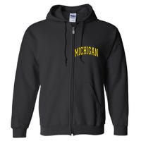 Michigan Mi Vintagestyle Maize Font Full Zip Hoodie