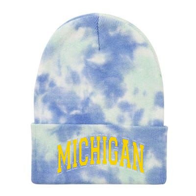 Michigan Mi Vintagestyle Maize Font Tie Dye 12in Knit Beanie