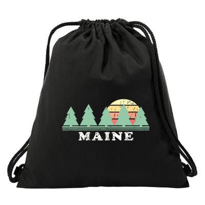 Maine Me Vintage Graphic Retro 70s Design Drawstring Bag