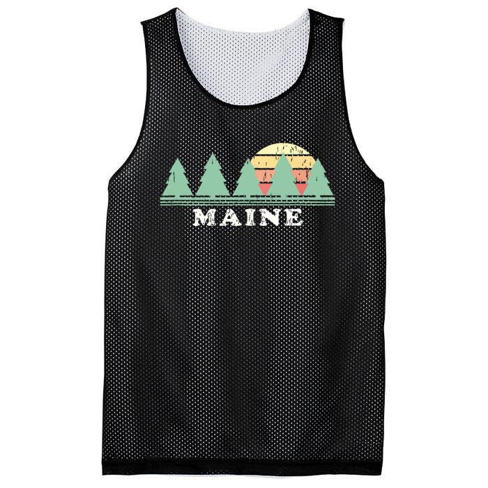 Maine Me Vintage Graphic Retro 70s Design Mesh Reversible Basketball Jersey Tank