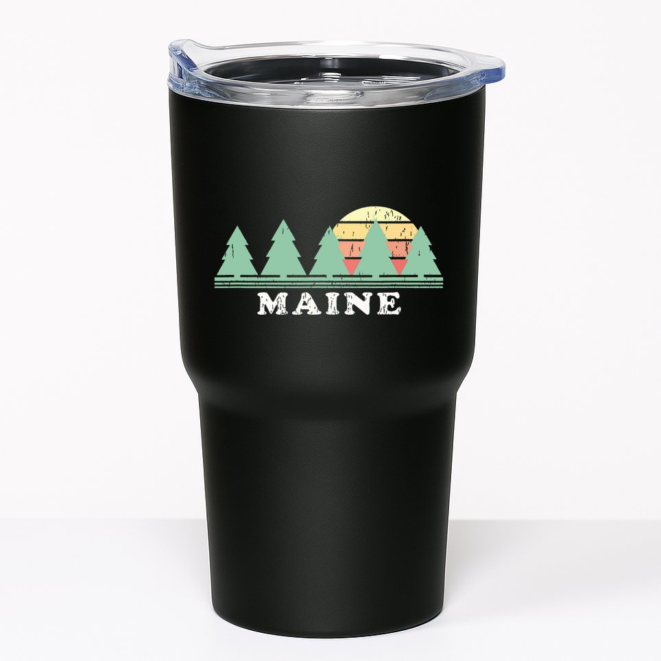 Maine Me Vintage Graphic Retro 70s Design Tumbler