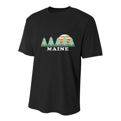 Maine Me Vintage Graphic Retro 70s Design Youth Performance Sprint T-Shirt