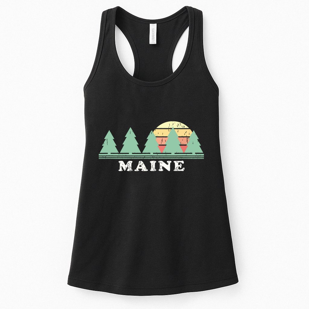 Maine Me Vintage Graphic Retro 70s Design Womens Tank Top