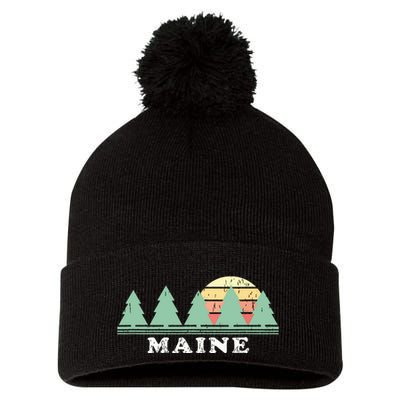 Maine Me Vintage Graphic Retro 70s Design Pom Pom 12in Knit Beanie