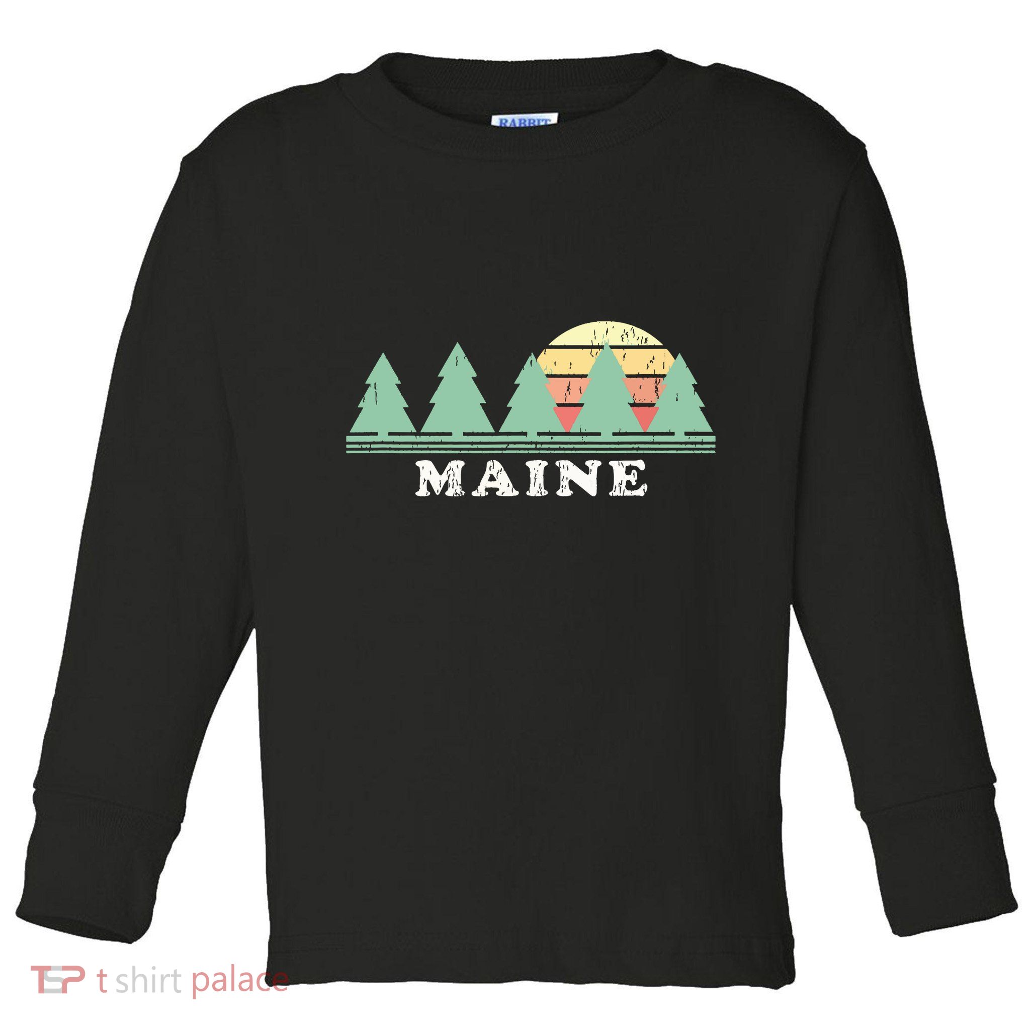Maine Me Vintage Graphic Retro 70s Design Toddler Long Sleeve Shirt