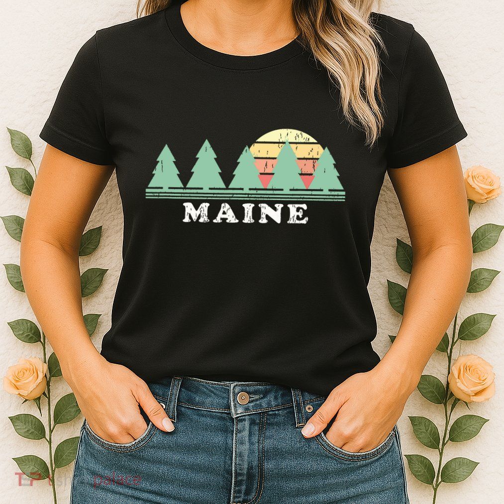 Maine Me Vintage Graphic Retro 70s Design Womens T-Shirt
