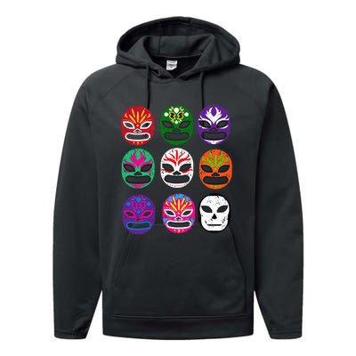 Masks Mexican Wrestling Mask Performance Fleece Hoodie