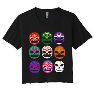 Masks Mexican Wrestling Mask Women's Crop Top Tee