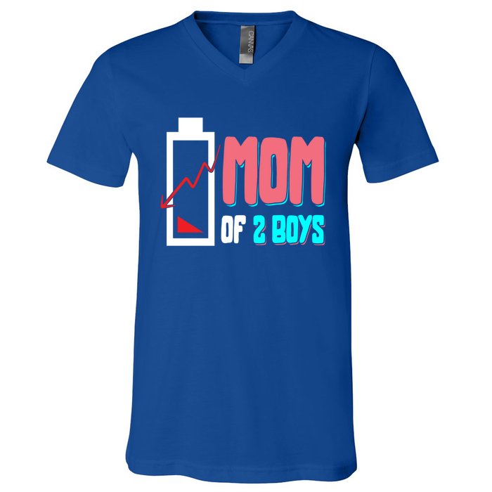 Mom Mother Wife Grandma Low Battery Moms Gift V-Neck T-Shirt