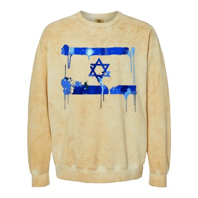 Marina Medvin Wearing Distressed Israeli Flag Colorblast Crewneck Sweatshirt