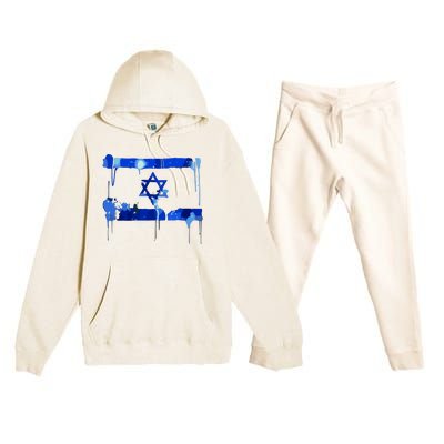 Marina Medvin Wearing Distressed Israeli Flag Premium Hooded Sweatsuit Set