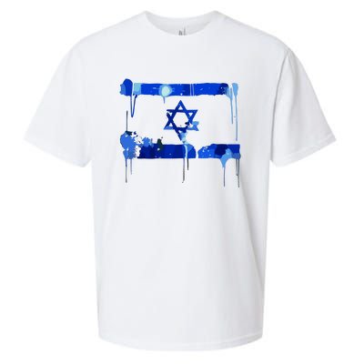 Marina Medvin Wearing Distressed Israeli Flag Sueded Cloud Jersey T-Shirt