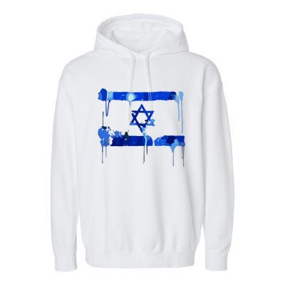 Marina Medvin Wearing Distressed Israeli Flag Garment-Dyed Fleece Hoodie