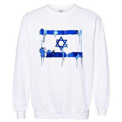 Marina Medvin Wearing Distressed Israeli Flag Garment-Dyed Sweatshirt