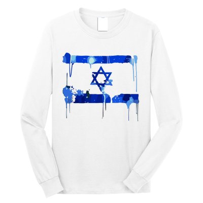 Marina Medvin Wearing Distressed Israeli Flag Long Sleeve Shirt