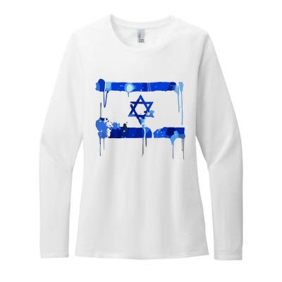 Marina Medvin Wearing Distressed Israeli Flag Womens CVC Long Sleeve Shirt