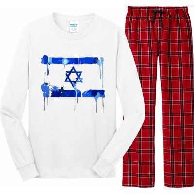 Marina Medvin Wearing Distressed Israeli Flag Long Sleeve Pajama Set