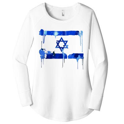 Marina Medvin Wearing Distressed Israeli Flag Women's Perfect Tri Tunic Long Sleeve Shirt