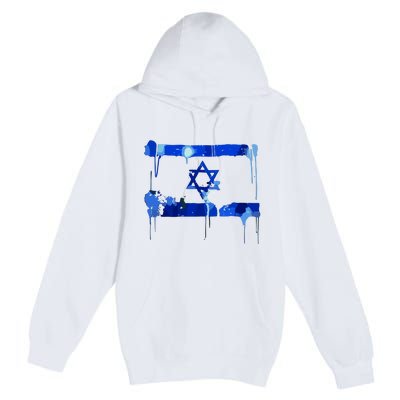 Marina Medvin Wearing Distressed Israeli Flag Premium Pullover Hoodie