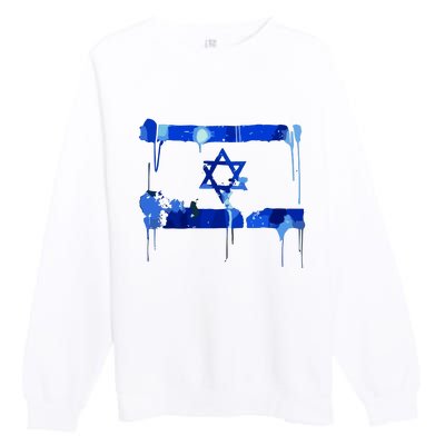 Marina Medvin Wearing Distressed Israeli Flag Premium Crewneck Sweatshirt