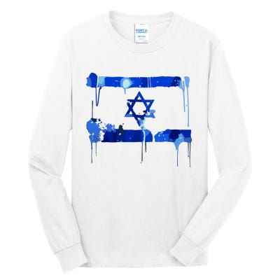 Marina Medvin Wearing Distressed Israeli Flag Tall Long Sleeve T-Shirt