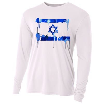 Marina Medvin Wearing Distressed Israeli Flag Cooling Performance Long Sleeve Crew