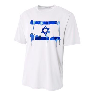 Marina Medvin Wearing Distressed Israeli Flag Performance Sprint T-Shirt