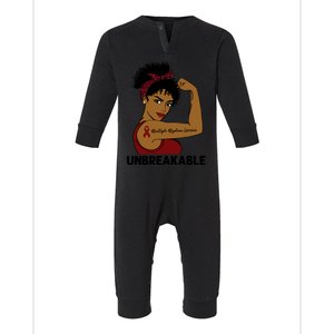 Multiple Myeloma Warrior Black Unbreakable Awareness Gift Infant Fleece One Piece