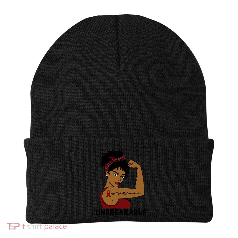 Multiple Myeloma Warrior Black Unbreakable Awareness Gift Beanie