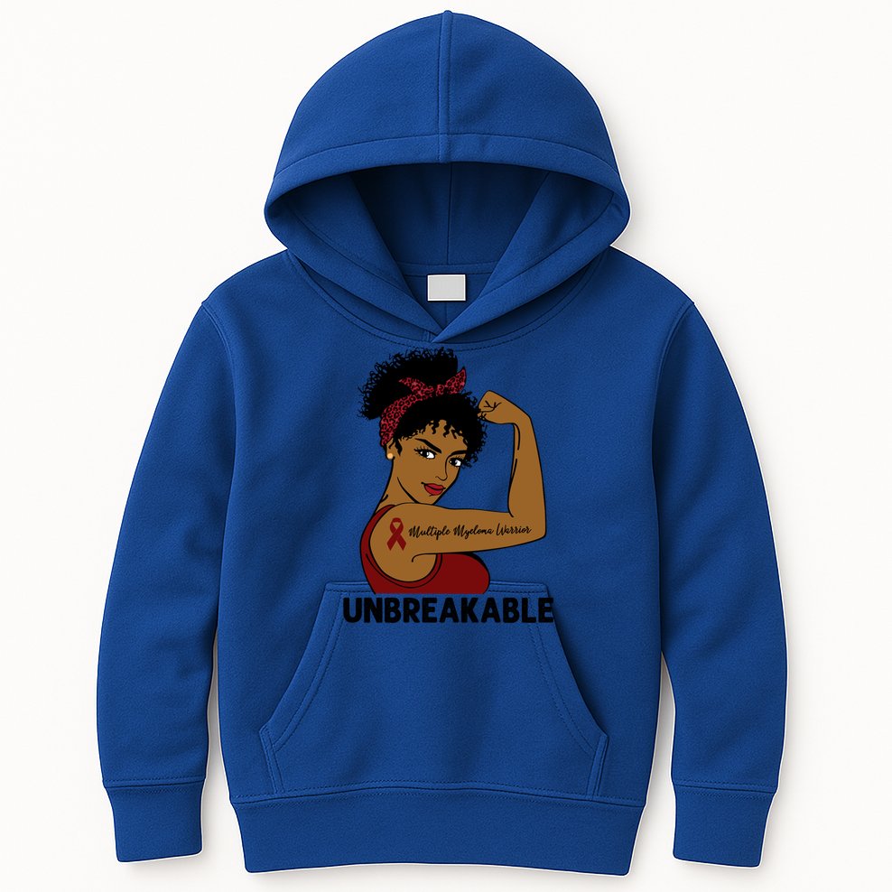 Multiple Myeloma Warrior Black Unbreakable Awareness Gift Kids Hoodie