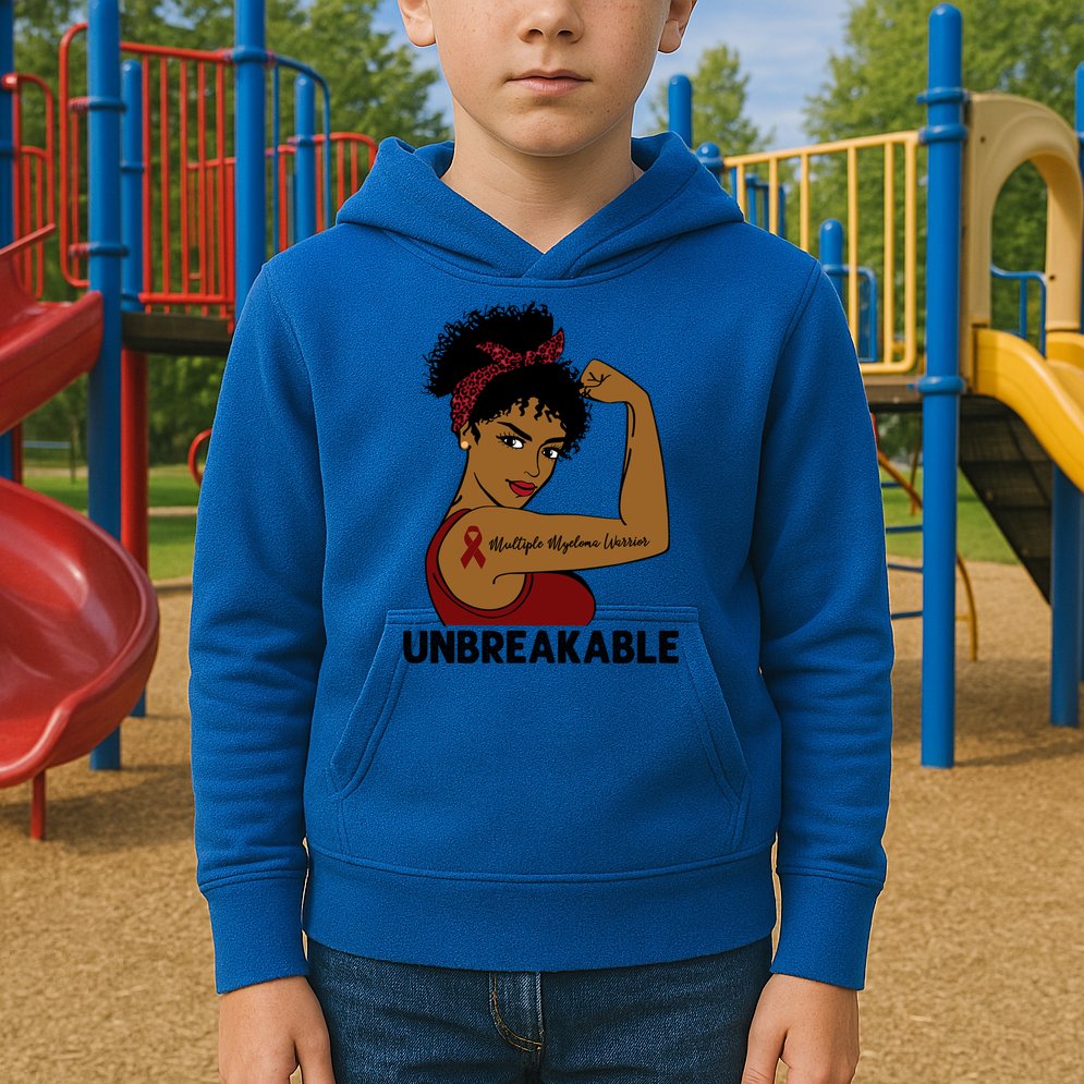 Multiple Myeloma Warrior Black Unbreakable Awareness Gift Kids Hoodie