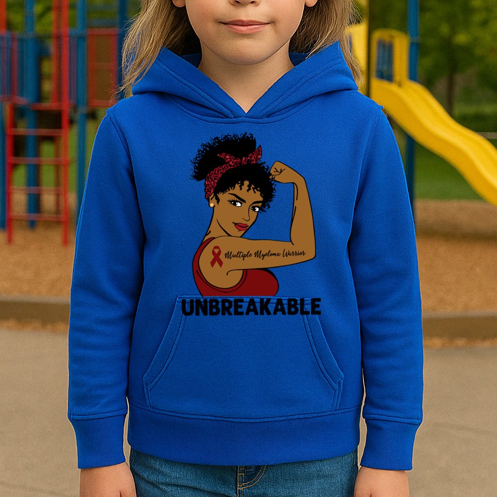 Multiple Myeloma Warrior Black Unbreakable Awareness Gift Kids Hoodie