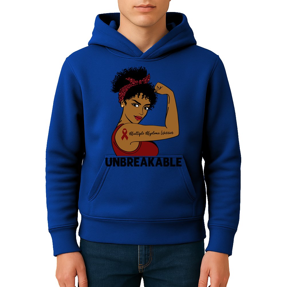 Multiple Myeloma Warrior Black Unbreakable Awareness Gift Kids Hoodie