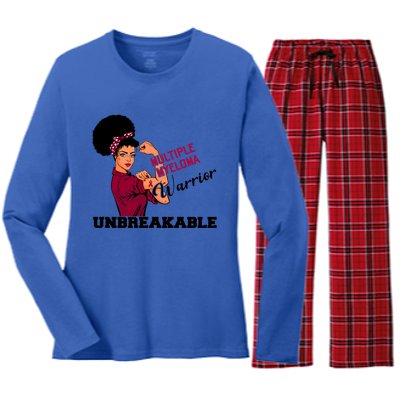 Multiple Myeloma Warrior Unbreakable African American Cool Gift Women's Long Sleeve Flannel Pajama Set 