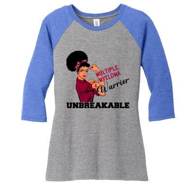 Multiple Myeloma Warrior Unbreakable African American Cool Gift Women's Tri-Blend 3/4-Sleeve Raglan Shirt