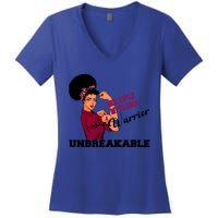 Multiple Myeloma Warrior Unbreakable African American Cool Gift Women's V-Neck T-Shirt